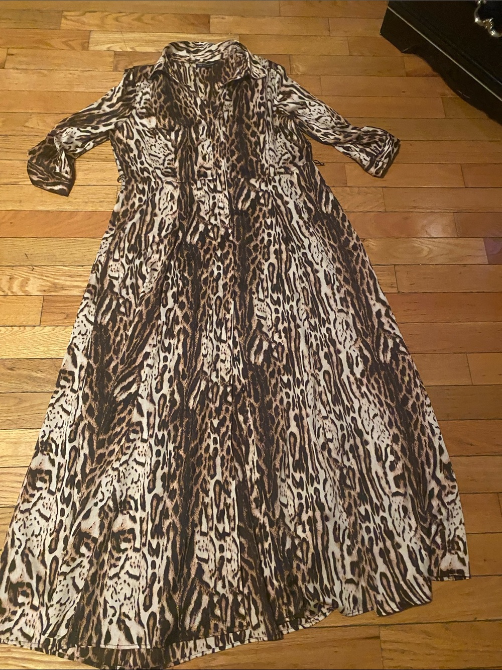 INC International Concepts Brown and Cream Animal Print Maxi Dress